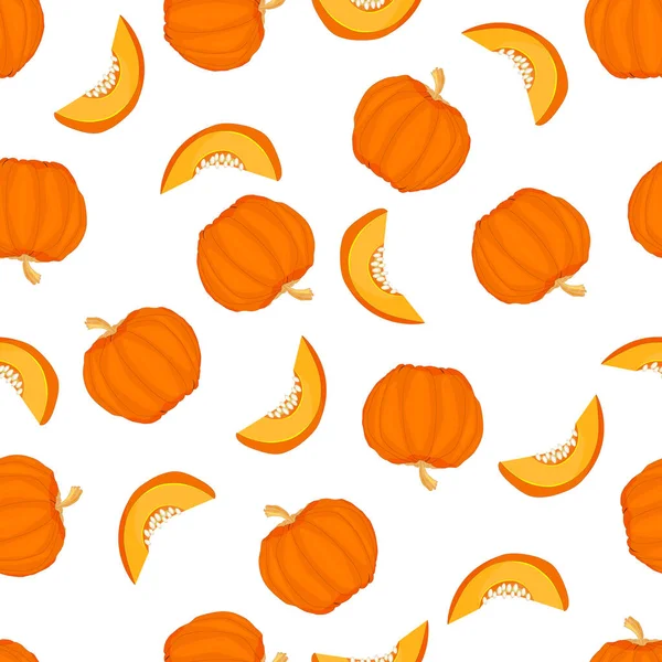 Bezešvé Vzor Dýněmi Izolované Bílém Pozadí Podzimní Vzor Dýňovým Ovocem — Stockový vektor