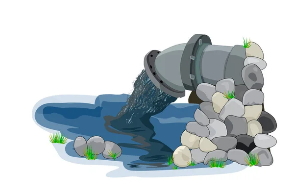 Загрязнение Воды Трубами Промышленного Назначения Сброс Сточных Вод Завода Выбросы — стоковый вектор
