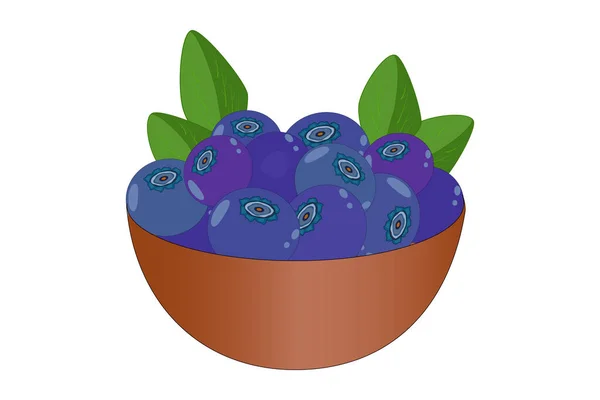 Bowl Van Heerlijke Sappige Bosbes Geïsoleerd Witte Achtergrond Grote Stapel — Stockvector