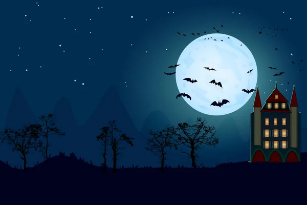 Halloween Bakgrund Med Kopieringsutrymme För Text Läskig Skog Med Döda — Stock vektor