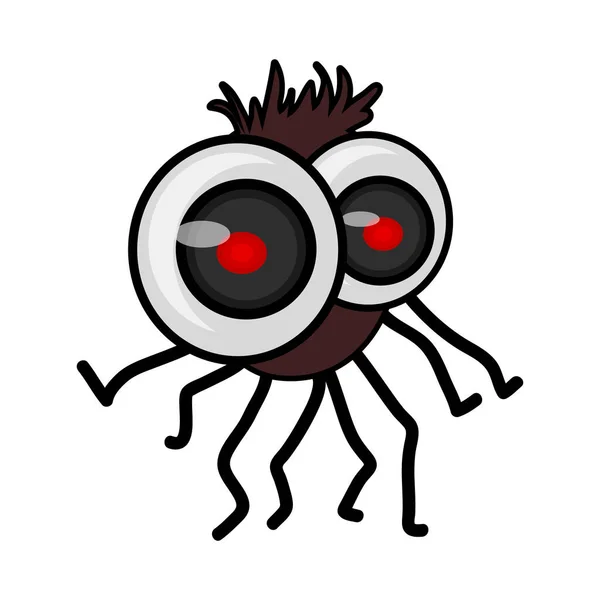 Spider Geïsoleerd Witte Achtergrond Grappige Kleine Halloween Spin Met Grote — Stockvector