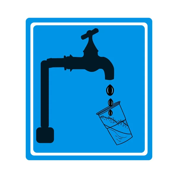 Segno Acqua Potabile Isolato Sfondo Bianco Segno Blu Con Rubinetto — Vettoriale Stock