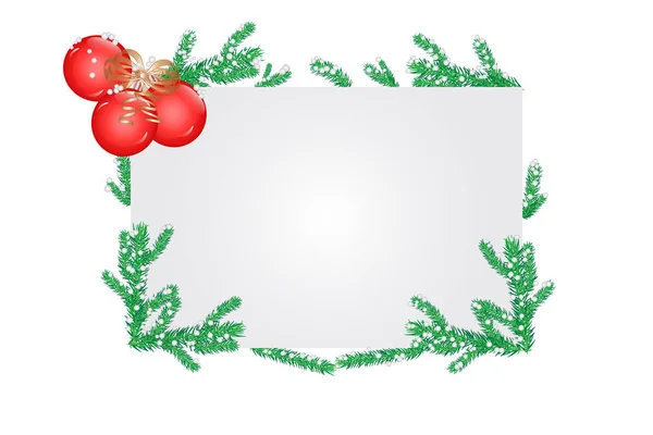 Kerst Vierkante Lay Out Achtergrond Wenskaart Banner Met Sparren Twijgen — Stockvector