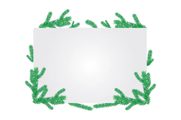 Karácsonyi Négyzet Alakú Elrendezés Háttér Üdvözlőlap Vagy Banner Természetes Fenyő — Stock Vector