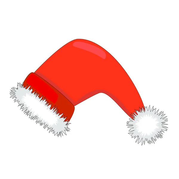 Red Santa Claus Hat Isolated White Background Holiday Santa Claus — Stock Vector