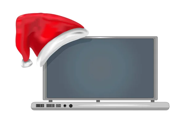 Weihnachten Laptop Isoliert Auf Weißem Hintergrund Weihnachten Oder Neujahr Laptop — Stockvektor