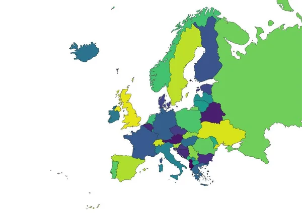 ヨーロッパの国々 の色マップ — ストックベクタ