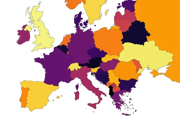 欧洲国家彩色地图 — 图库矢量图片