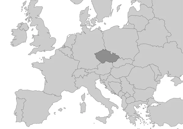 Mappa Della Repubblica Ceca Situata Europa — Vettoriale Stock