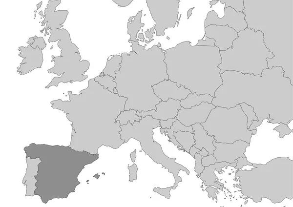 Mapa España Situado Europa — Archivo Imágenes Vectoriales