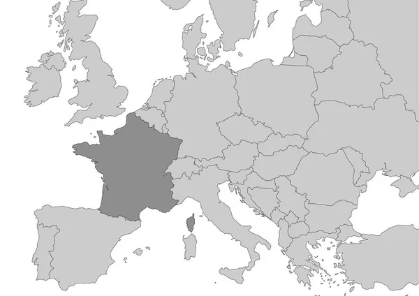Fransa Haritası Avrupa Yer Alan — Stok Vektör