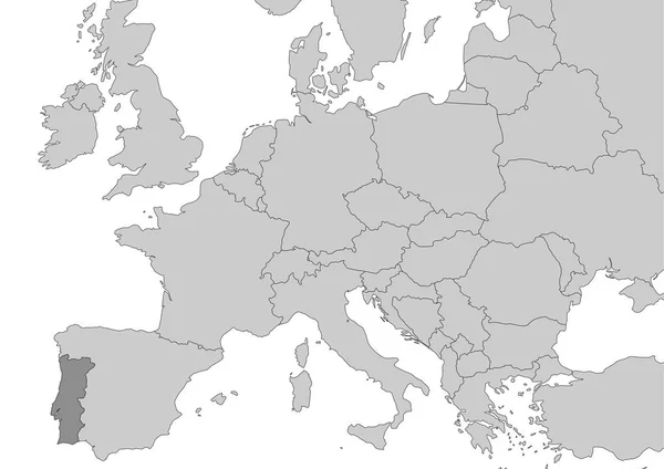 Mapa Portugal Situado Europa — Archivo Imágenes Vectoriales