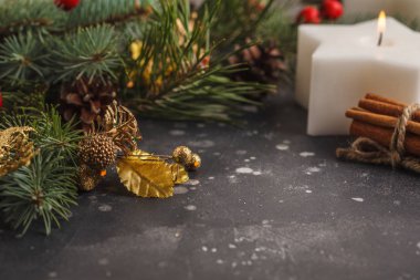 Noel mumlar ile arka plan. Noel kart kavramı.