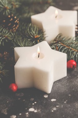 Noel mumlar ile arka plan. Noel kart kavramı.