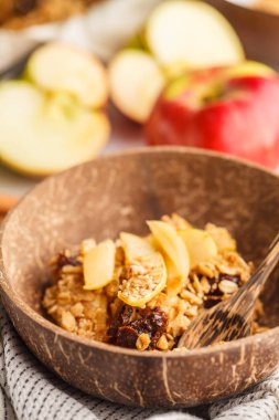 Sonbahar elma Yulaflı kek kek tarçın ile.