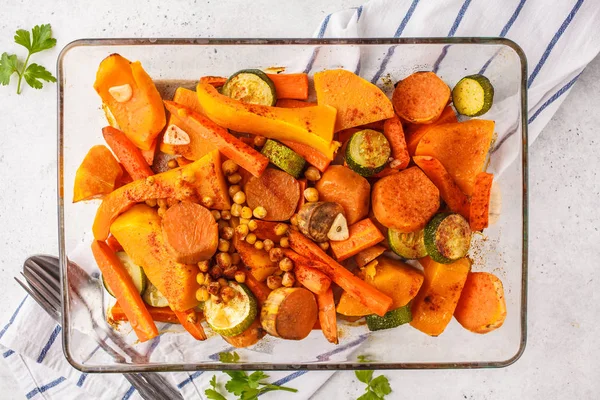 Pieczone Warzywa Orange Ciecierzycy Pojęcie Diety Roślin Podstawie — Zdjęcie stockowe