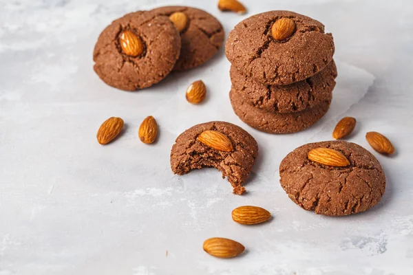 Almond Cookies Cocoa White Background Vegan Dessert Concept — Stock Photo, Image