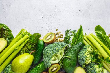 Yeşil gıda arka plan kopya alanı. Sağlıklı yeşil sebze ve 