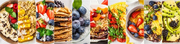 Collage de variados desayunos saludables . — Foto de Stock