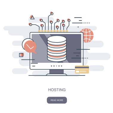 Hosting konsepti. Düz vektör çizimi