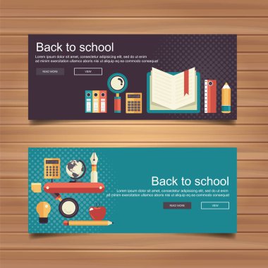 Okul konseptine tekrar hoş geldiniz. Düz vektör çizimi