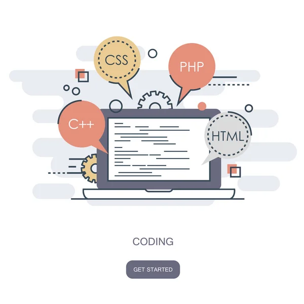 Concept Programmation Codage Icône Développement Applications Pour Les Sites Web — Image vectorielle