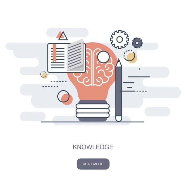 Knowledge Wisdom Icon Line Learning Education Web Tutorials Flat Vector — Stock Vector