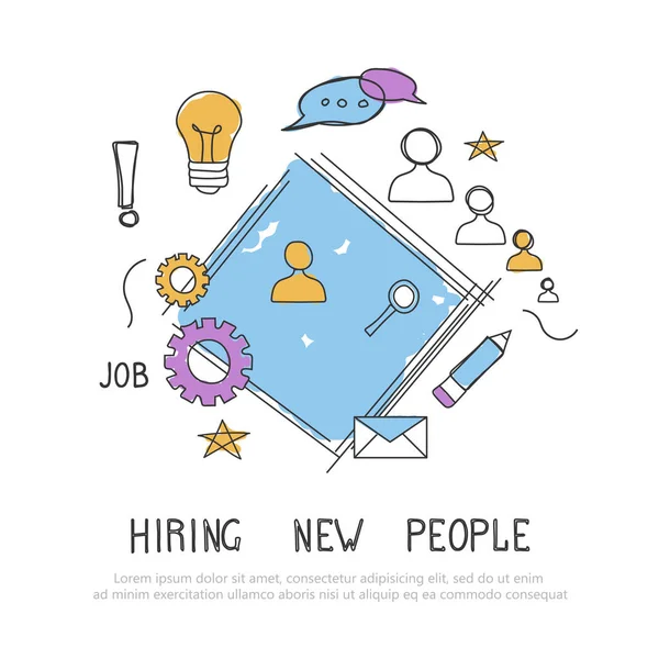 为工作理念找到合适的人选 招聘和招聘新员工 平面矢量设计 — 图库矢量图片