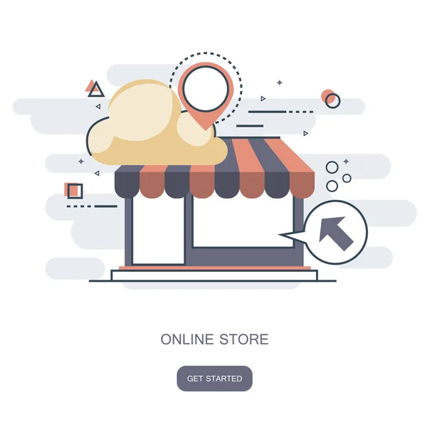 Line Store Konzept Icon Shop Online Business Icon Flaches Design — Stockvektor