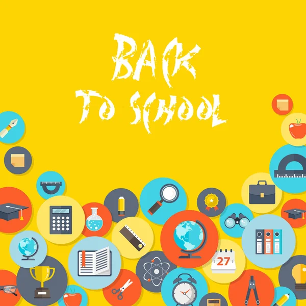 Okul konseptine tekrar hoş geldiniz. Düz vektör çizimi