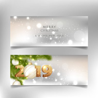 Mutlu Noeller ve mutlu yeni yıl. 2019. tatil ve kutlama. Düz vektör çizim