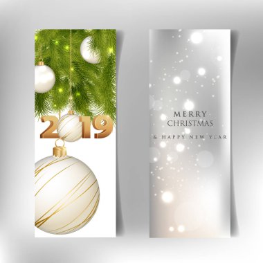 Mutlu Noeller ve mutlu yeni yıl. 2019. tatil ve kutlama. Düz vektör çizim