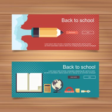 Okul konseptine tekrar hoş geldiniz. Düz vektör çizimi