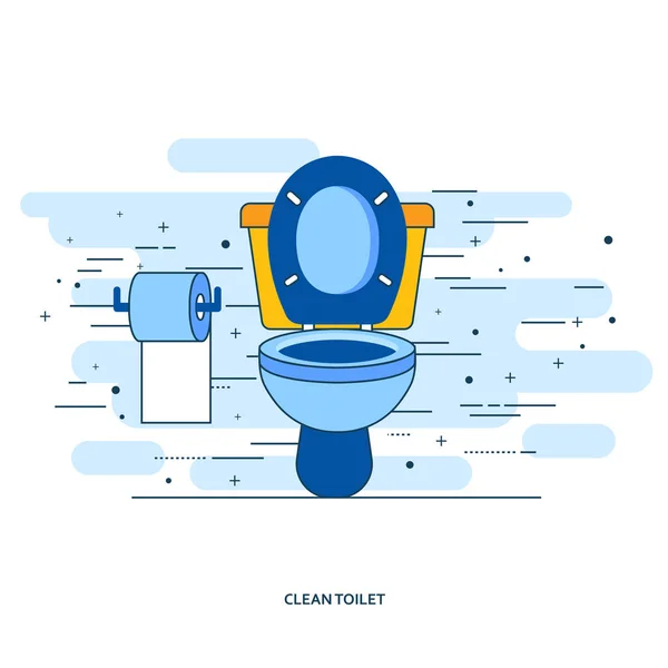 Interieur Van Badkamer Met Pot Toiletpapier Platte Vectorillustratie — Stockvector