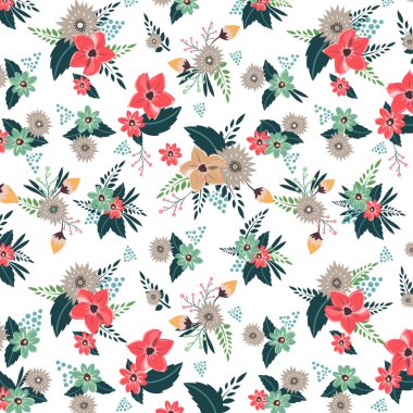 Çiçek arka planı. Düğün kartı, Sevgililer Günü, aşk konsepti. Düz vektör çizimi