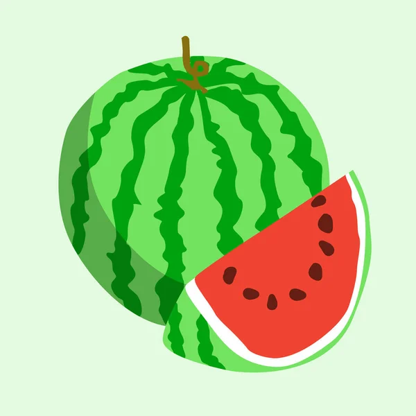 Platte Pictogram Watermeloen Vectorillustratie — Stockvector
