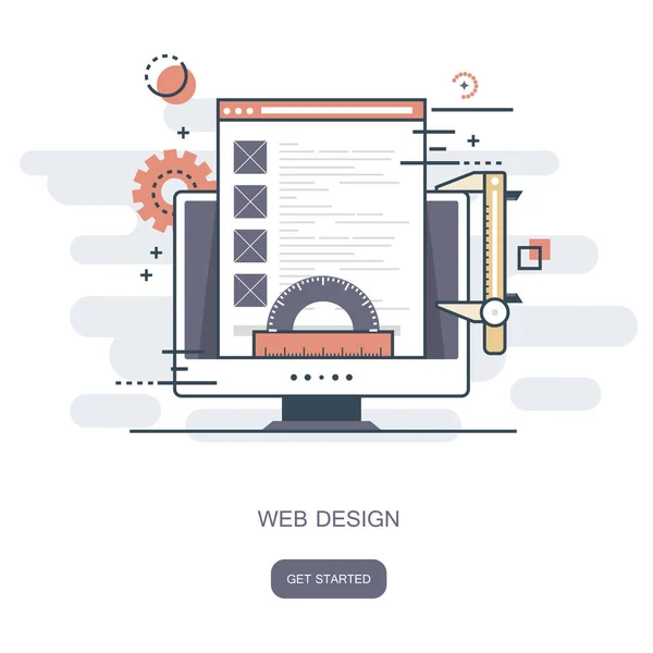 Concepto Diseño Web Ilustración Vectorial Plana — Vector de stock