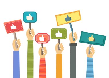 İş iltifat kavramı. Eller Yaşasın. Düz vektör çizim