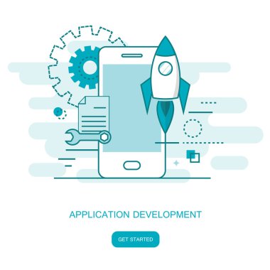 Uygulama geliştirme modern kavram. Düz vektör çizimi