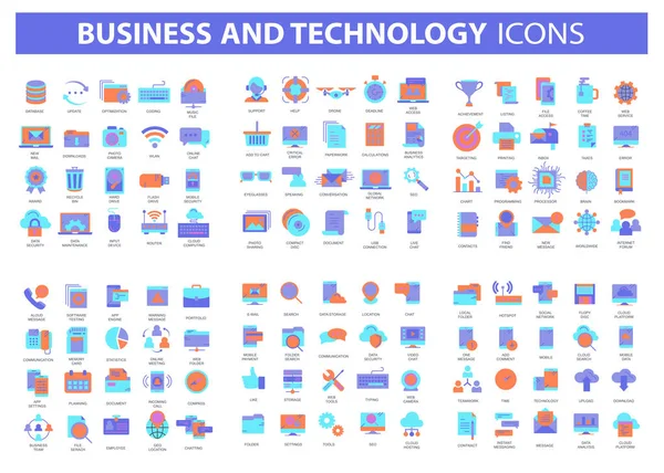 Negocios Marketing Programación Gestión Datos Conexión Internet Redes Sociales Informática — Vector de stock