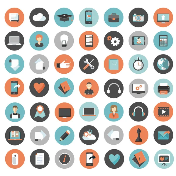 İş, yönetim, finans ve teknoloji Icon set. Düz vektör çizim