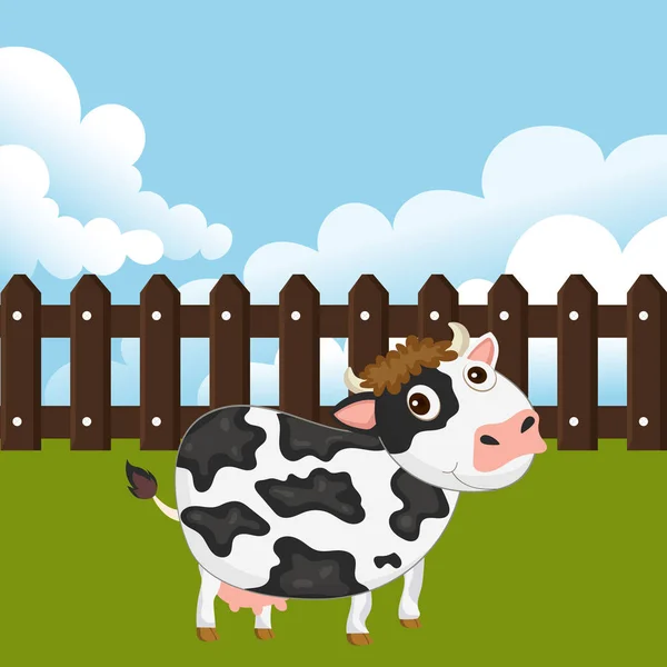 Des Vaches Dans Ferme Concept Pour Nature Campagne Une Vie — Image vectorielle
