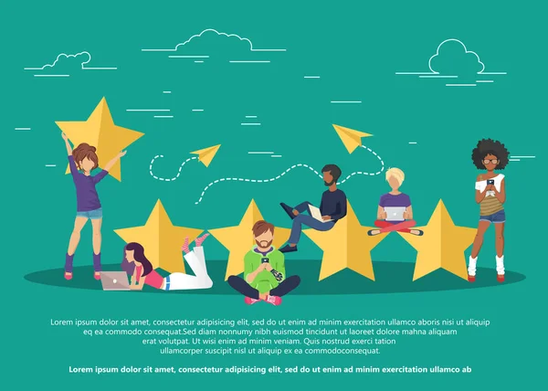 Konzept Von Feedback Testimonials Und Benachrichtigungen Bewertung Auf Kundenservice Illustration — Stockvektor