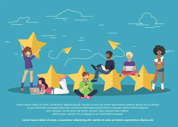 Konzept Von Feedback Testimonials Und Benachrichtigungen Bewertung Auf Kundenservice Illustration — Stockvektor