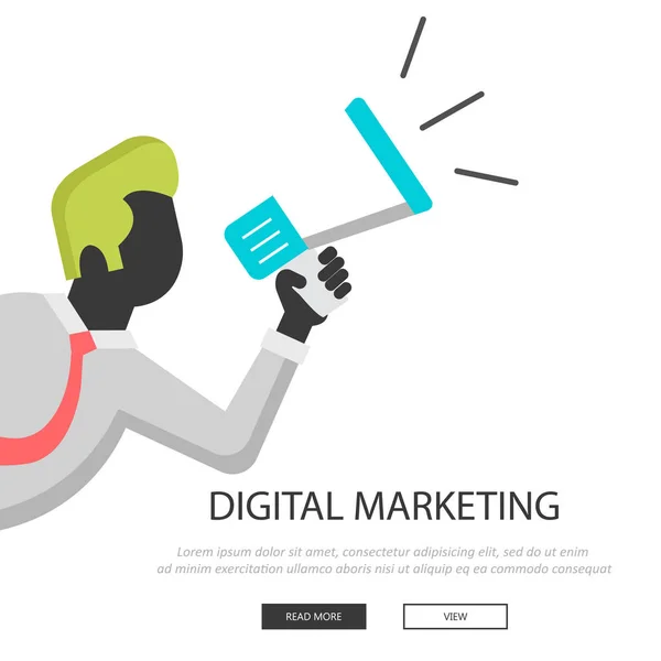 Conceito Marketing Digital Ilustração Vetorial Plana — Vetor de Stock