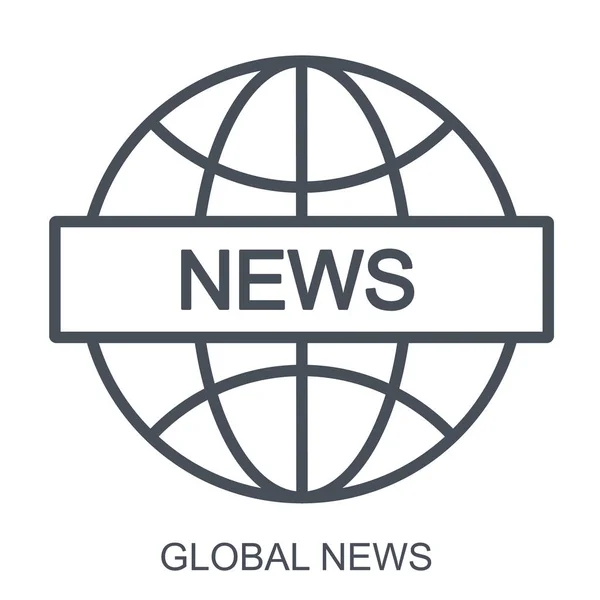 Design Der Globalen Nachrichtenzeilen Symbole World News Skizzieren Icon Linear — Stockvektor