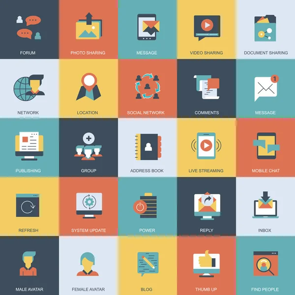 Ícones Marketing Internet Redes Sociais Configurados Para Sites Sites Aplicativos — Vetor de Stock