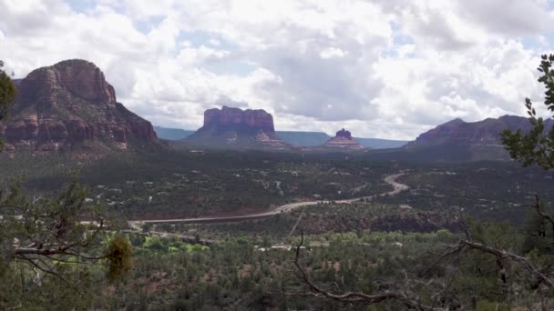4K Aerial of scenic red rock formations in Sedona, AZ — Stock Video