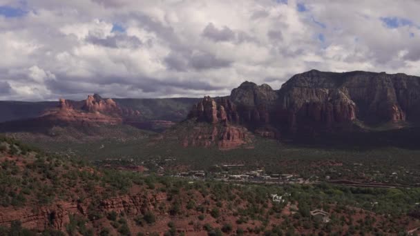 Aerial Scenic Red Rock Formations Sedona — Stock Video
