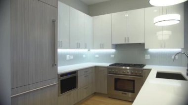 modern lüks mutfak, iç yürümek-den geçerek, sabit cam, minimalist tasarım